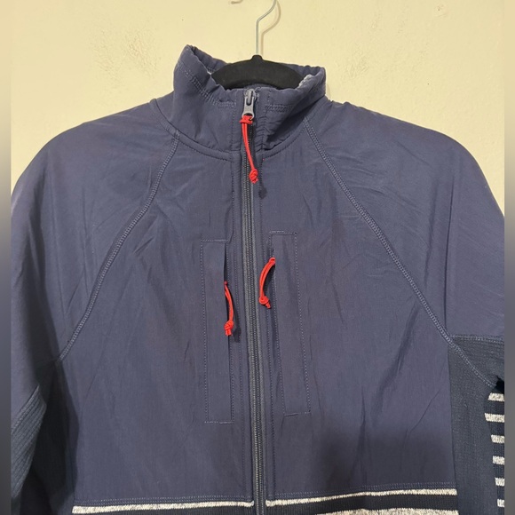 J Crew Nordic fleece blue grey stripe full zip jacket size XS - Picture 2 of 9
